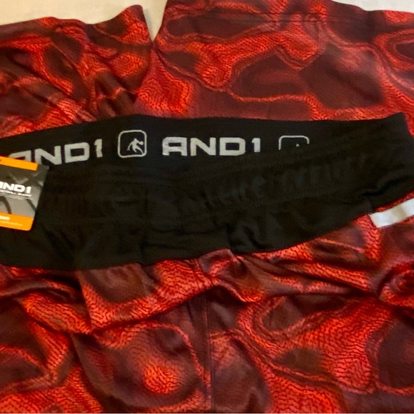 And 1 NWT Men’sBoy’s Basketball Shorts Red/Grey/Black Sz L 11” Inseam Drawstring - Picture 7 of 9